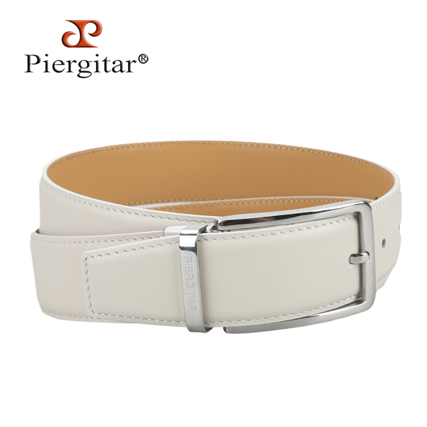 Men Formal Wear Brands - Cintos Masculinos Elegantes de Couro Branco
