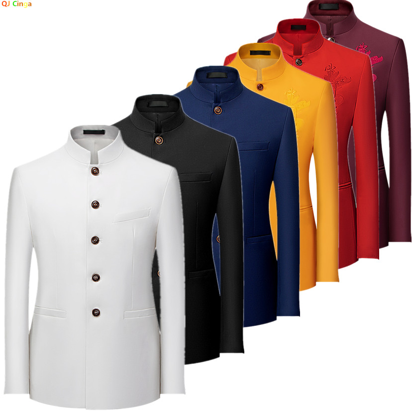 Men Formal Wear Black And White - Jaqueta de Terno Masculina Estilo Chinês