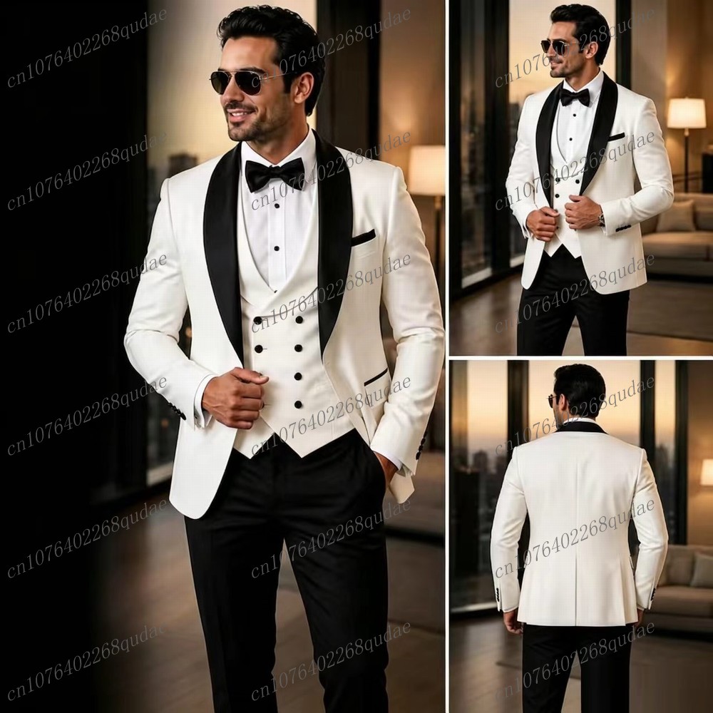 Men Formal Wear Black And White - Terno formal masculino branco e preto