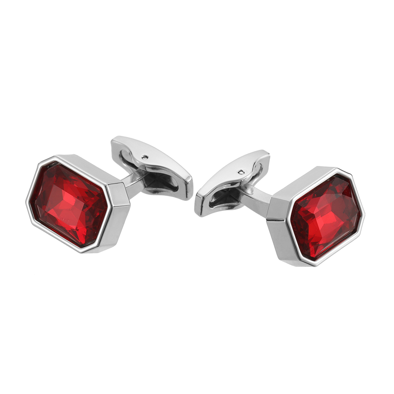 Dress Shirt French Cuff - Abotoaduras de cristal vermelho de alta