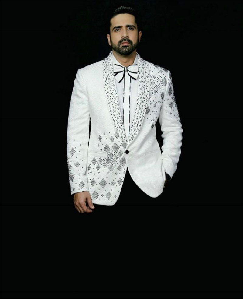 Men Formal Wear Black And White - Conjunto de Terno Masculino Crystals 2