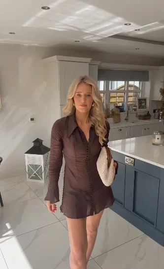 Elegante Vestido Mini Feminino - Dress Shirt French Cuff avaliação e preço