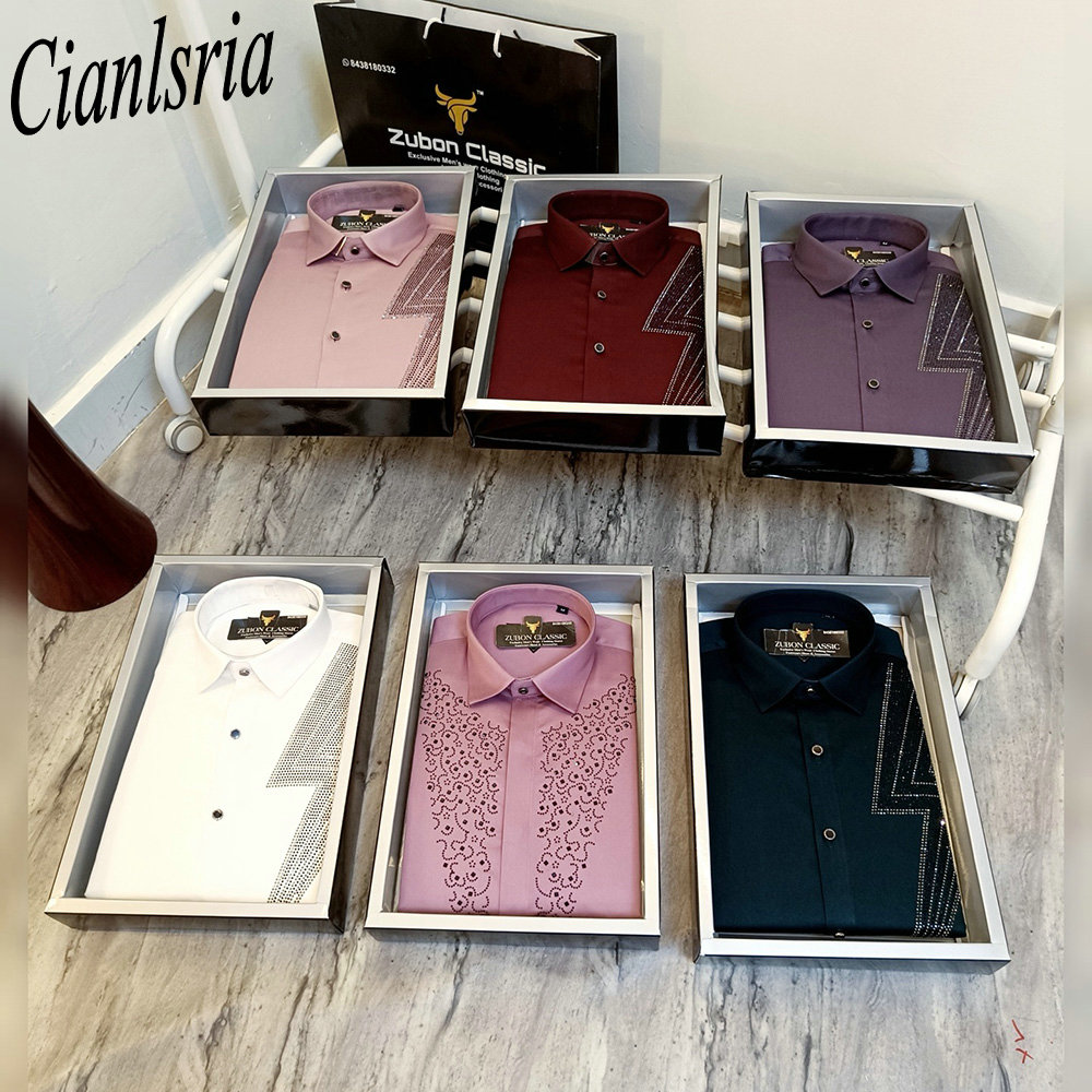 Camisa Social Masculina de Lux - Men Formal Party Wear Shirt avaliação e preço