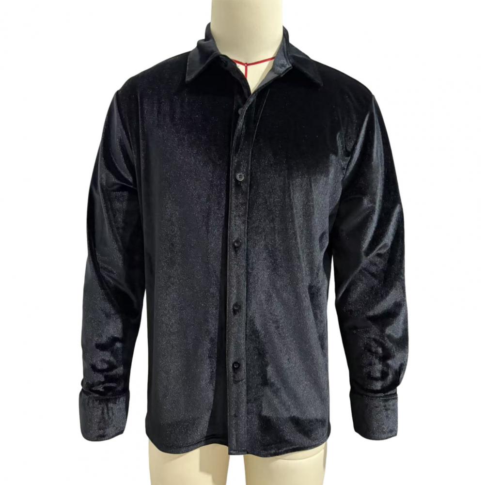 Camisa de Veludo Masculina Cam - Men Formal Party Wear Shirt avaliação e preço