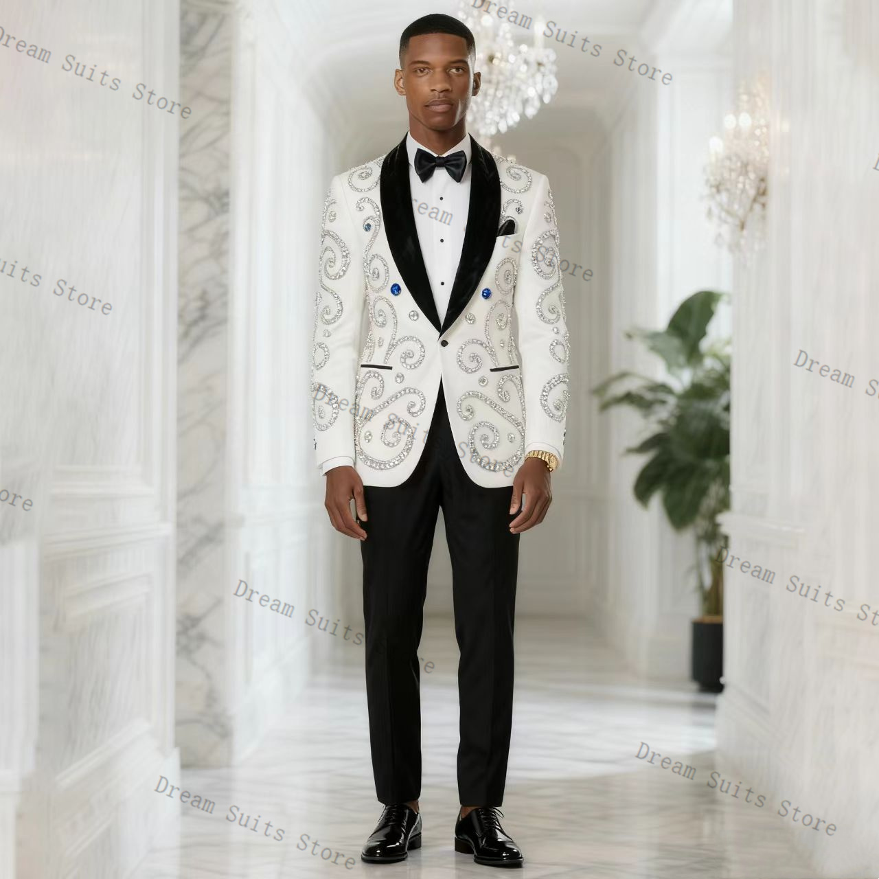 Conjunto de Terno Masculino Br - Men Formal Wear Black And White avaliação e preço