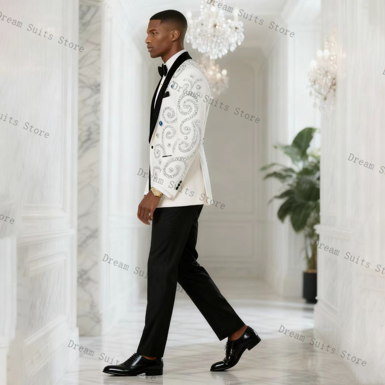 Conjunto de Terno Masculino Br - Men Formal Wear Black And White avaliação e preço