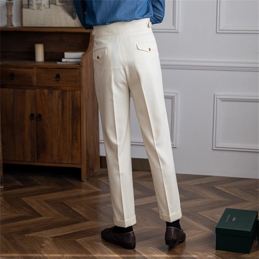 Calça reta plissada masculina, - Men'S Formal Wear Belt avaliação e preço